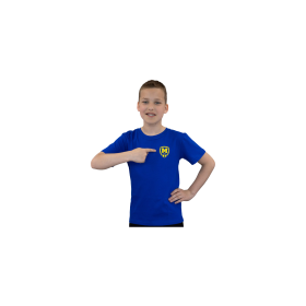 Universal children's T-shirt, blue with yellow logo