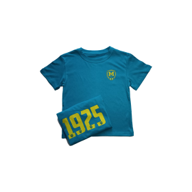 Universal children's T-shirt, blue with yellow logo